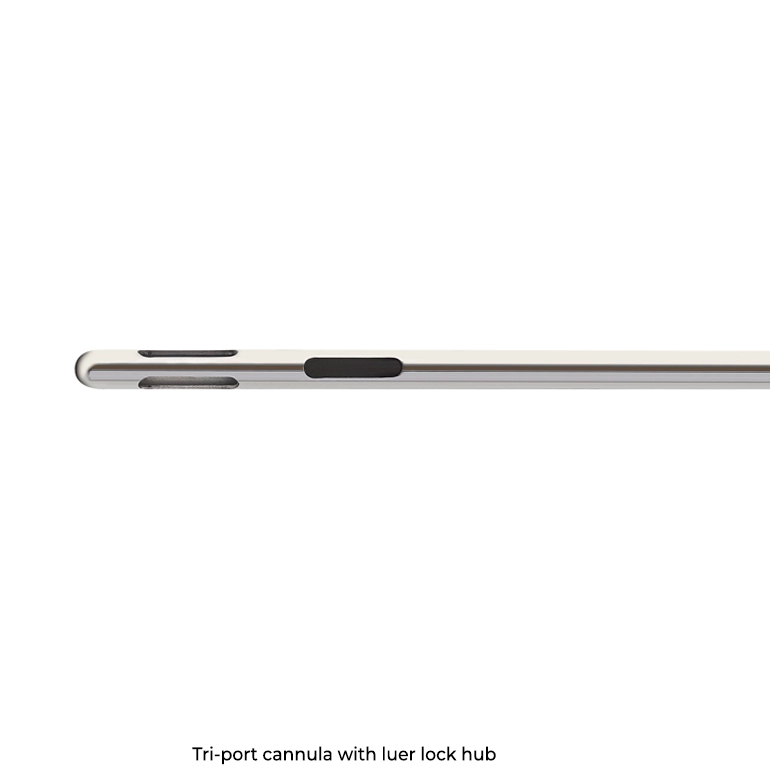 Tri-port cannula with luer lock hub