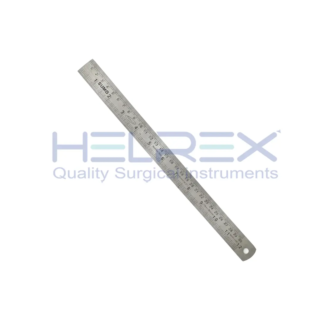 Ruler graduated in mm and inches