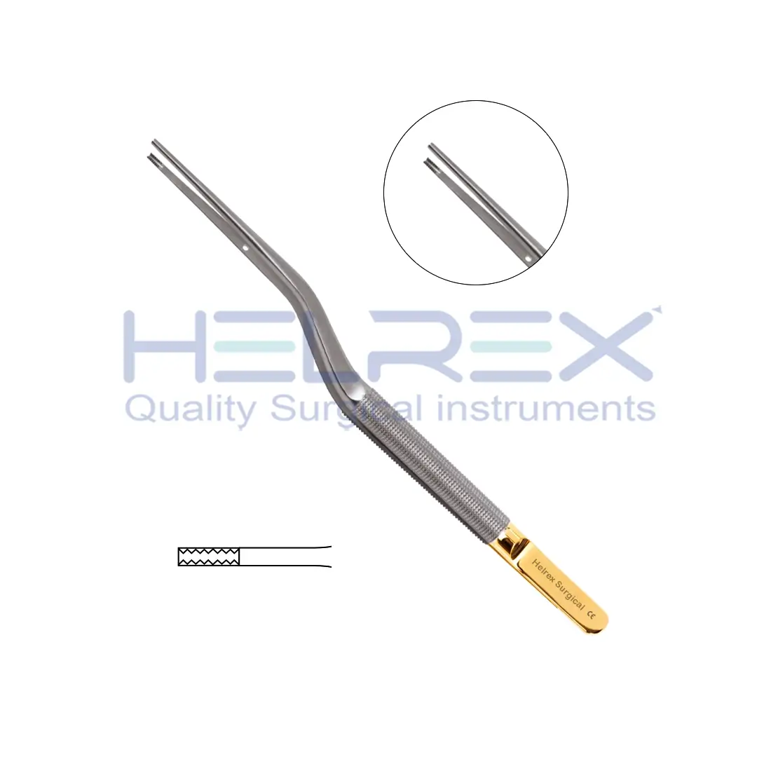 Tebbetts™ Bayonet Forceps, 7-3/4″ (19.5cm), Brown Teeth
